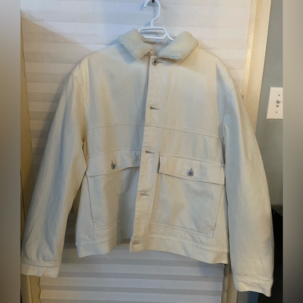 H&M White jean jacket coat.